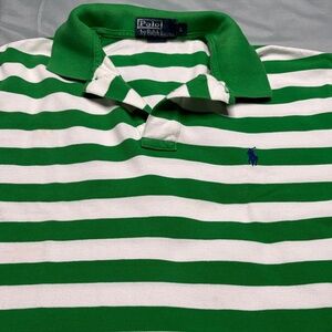 Polo by Ralph Lauren Green and White Striped Shirt